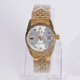 Women Chain Wrist Watch Golden R White
